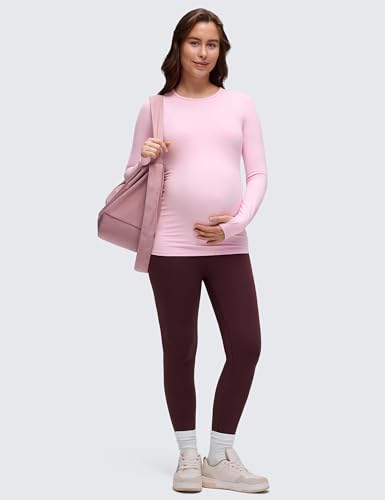 CRZ YOGA Maternity Crewneck Top - color: Pink Peony, size: Medium