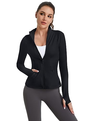 VUTRU Women's Workout Yoga Jacket Full Zip Running Athletic Track Jacket - color: Back Mesh Vent Black, size: X-Small
