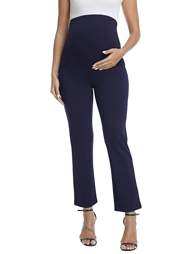 Maternity Pants Work Bootcut Dress Pants - color: Navy Blue, size: Large