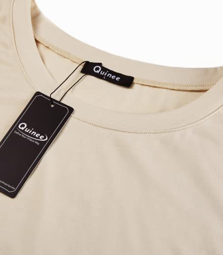 Quinee Women's Casual Button Side Nursing Tops Maternity Breastfeeding Tunic - color: Beige, size: Medium