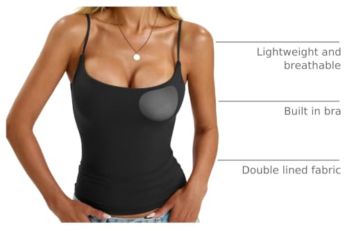 EasyGala Womens Padded Camisole Tank Tops Double Lined Built in Bra Shirts - color: Black, size: X-Large