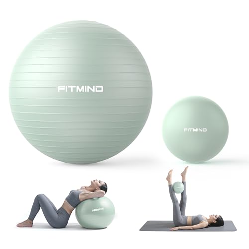 Exercise Balls Set 22-30 Inch & 9 Inch, Small Pilates Ball with Pump, Pregnancy Ball for Women, Yoga Balls for Exercise, Small Exercise Ball for Between Knees, Stability, Physio - color: Green, size: XL 30" + 9"