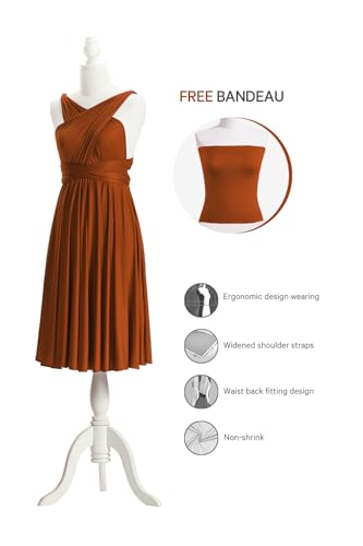 72styles Multi-Way Wrap Short Infinity Dress for Bridesmaids - color: Burnt Orange