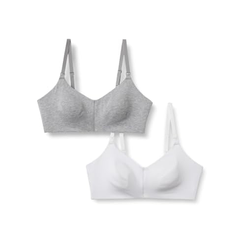 Amazon Essentials Women's Cotton Blend Jersey Support Nursing Bra - color: Grey Heather / White, size: 32C