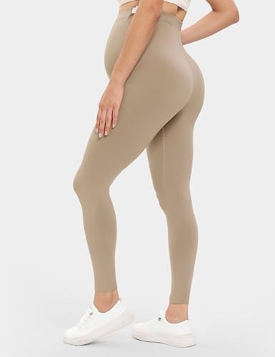 Buttergene 3 Pack Maternity Leggings with Elastic Band - color: 3pack Ink Black/Brown/Khaki, size: Small