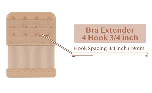 SAMGU Women's Bra Extenders 2 Hook/3 Hook/4 Hook/5 Hook/6 Hook Soft Stretchy - color: 4 Hook 3/4" Spacing, Skin Color