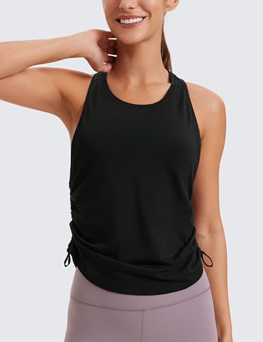 CRZ YOGA Pima Cotton Ruched Tank Top - color: Black, size: Small