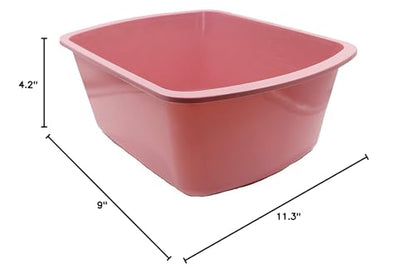 Portable Rectangular Plastic Wash Basin, 6 Quarts with Graduations, Rose (Pack of 2)
