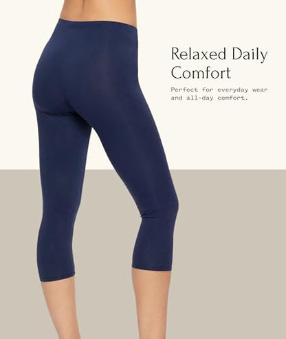 Felina Women's Cotton Modal Capri Leggings - color: Navy, size: Large