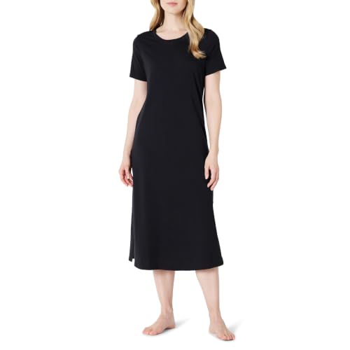 Amazon Essentials Women's Soft Cotton Modal Blend Short Sleeve Sleep Nightgown - color: Black, size: X-Large