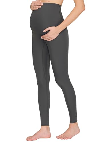 Maternity Leggings Over The Belly - Pregnancy Yoga Pants Soft Workout Leggings - color: Grey, size: X-Small