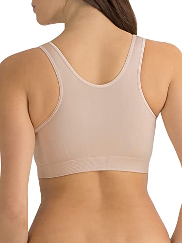 Fruit of the Loom Women's Seamless Pullover Bra – Soft Stretch Fabric with Built-in Cups - color: In the Buff, size: Large