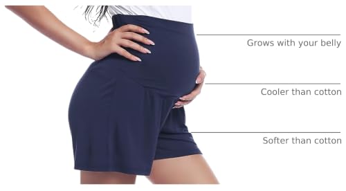 Joyaria Bamboo Viscose Cooling Maternity Pajama Shorts,Maternity Clothes - color: Navy Blue, size: Medium