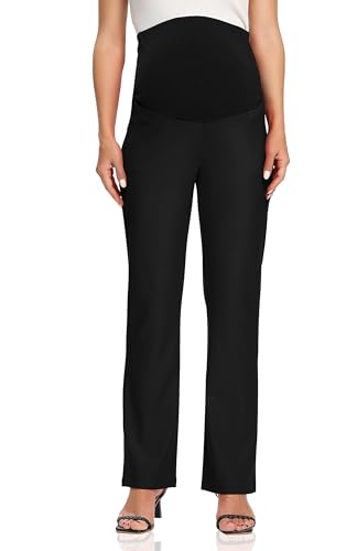 Foucome Women's Maternity Pants Over Belly Dress Work Pants - color: Black, size: Large