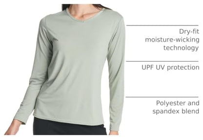 Real Essentials 4 Pack: Women's Long Sleeve Dry Fit V-Neck T-Shirt - Active Athletic Workout Gym Top (Plus Available) - color: Set 2, size: XX-Large