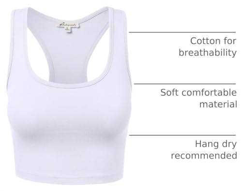 Women's Sleeveless Racerback Crop Tank Top Camisole Backless Scoop Neck Shirts - color: 964-white, size: Medium