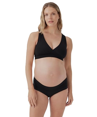 Pact Organic Cotton Maternity Foldover Hipster Underwear for Pregnancy Postpartum, 4 pack - color: Black
