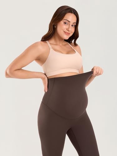 MOMANDA No Front Seam Maternity Leggings 28“ - color: Clay Brown, size: Small