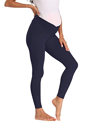 Foucome Women's Maternity Legging Under The Belly - color: Navy Blue, size: Medium
