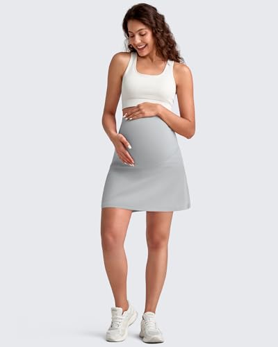G4Free BareFeel Maternity Skirt with 2 Pockets Pregnancy Shorts Tennis Golf - color: Grey, size: X-Small