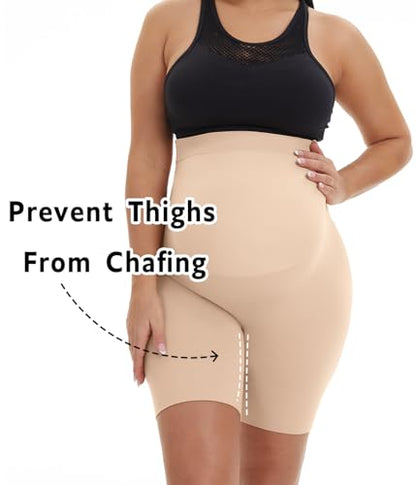 Seamless Maternity Shapewear, Prevent Thigh Chaffing, Pregnancy Belly Support, S-5XL - color: Nude, size: Medium