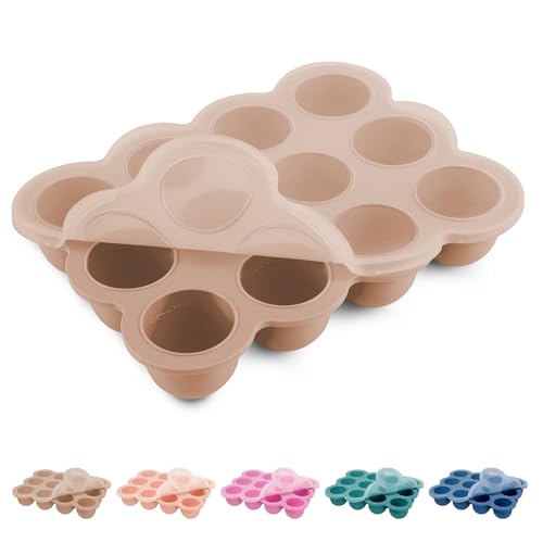 Silicone Freezer Tray with Clip-on Lid, 1.5oz x 12 Pods (Brown) - color: Light Brown (12 x 1.5 OZ)