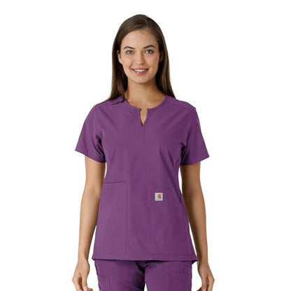 Carhartt Scrubs C12413 Women's Force® Essentials Modern Fit Notch Neck - color: Eggplant, size: Small