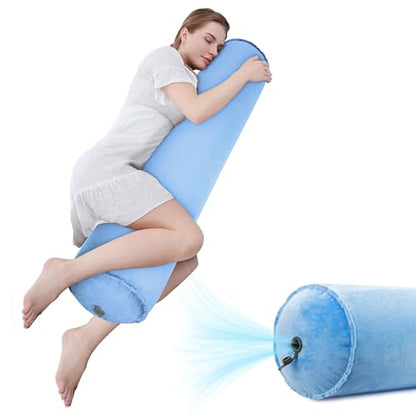 EULANT Inflatable Travel Body Pillow,Inflatable Long Body Pillow for Bed - color: Blue