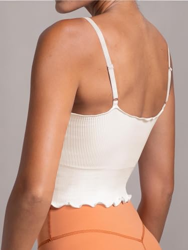Sunzel 2 Pack Women's V Neck Ribbed Camisole Tank Tops with Ruffle Trim - color: Black&beige, size: X-Small-Small