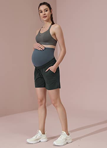 Maacie Maternity 5" Hiking Shorts with Pockets - color: Dark Grey, size: X-Large