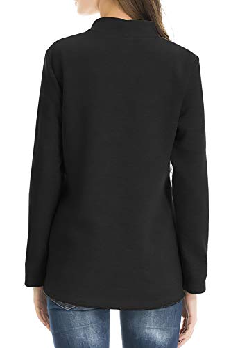 Smallshow Women's Fleece Nursing Tops Shirts Long Sleeve Breastfeeding Clothes - color: Black, size: Medium