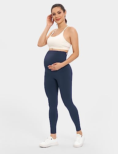 Buttergene 5 Pack Maternity Leggings with Elastic Band - color: 5pack Black/Darkgrey/Navy/Brown/Dusty Blue, size: Medium