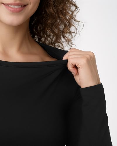 Soft Stretch Cotton Blend Women's Underscrub Shirt Slim Fit Comfort Tee - color: Black, size: X-Small