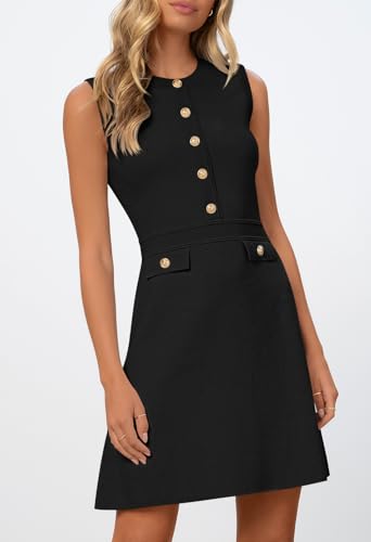 MEROKEETY Womens Summer Business Casual Mini Sweater Dress - color: Black, size: Large