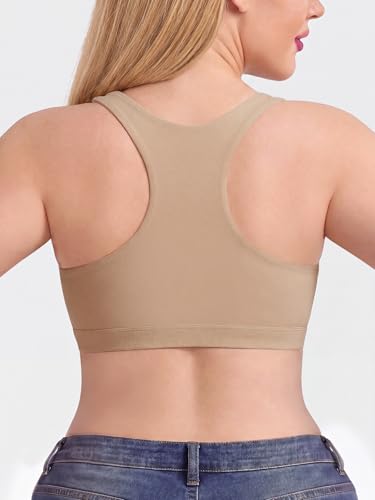Nursing Bra for Breastfeeding Wireless V Neck Sleep Bra - color: Beige, size: Large