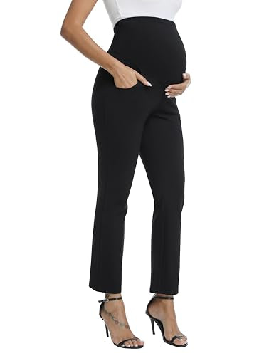 Maternity Pants Work Bootcut Dress Pants - color: Black, size: Small
