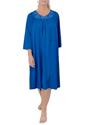 Shadowline Women's Robe & Matching Sleeveless Nightgown Set - color: Navy, size: 1X