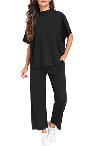 PrinStory Womens Lounge Set Summer 2 Piece Matching Sets - color: Dark Black, size: Small