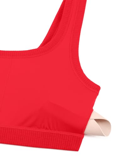 CRZ YOGA Ribbed U Neck Sports Bras - color: Deep Red, size: Medium