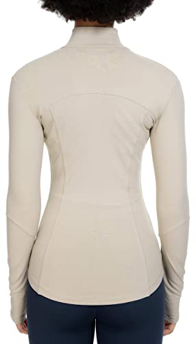 Queenie Ke Womens Running Jackets with Zipper Pockets - color: Beige, size: Large