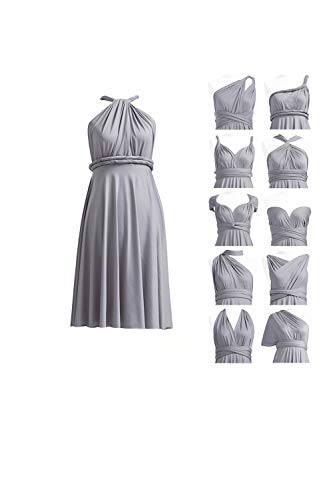 72styles Multi-Way Wrap Short Infinity Dress for Bridesmaids - color: Grey