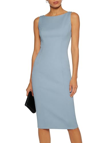 Belle Poque Womens Work Dress Sleeveless Sheath Dresses - color: Gray Blue, size: Medium