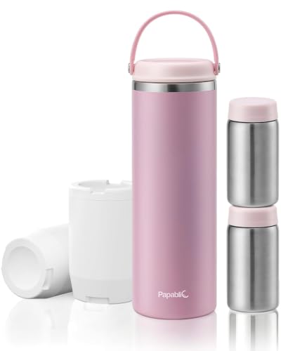 Papablic 360 CapsuleChill Breastmilk Cooler with Stainless Steel Bottles - color: Sakura Pink