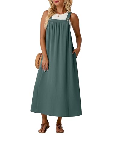 Lepunuo Overall Dress for Women Summer Adjustable Casual Cover Up - color: A - Jasper, size: X-Large