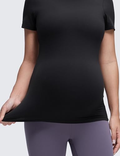 CRZ YOGA Maternity Crewneck T-Shirt - color: Black, size: X-Large