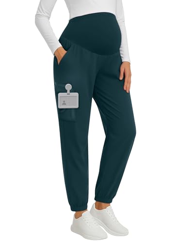 Women's Maternity Scrub Pants Pregnancy Scrub - color: Caribbean Blue, size: X-Large