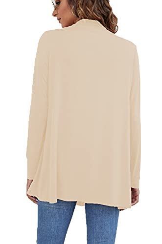 Ladlop Women's Lightweight Open Front Cardigans Long Sleeve Casual Soft Drape Fall Cardigan - color: Beige, size: 3X-Large