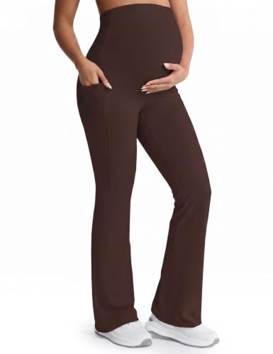 Mama Land Buttery Soft Maternity Flare Leggings - color: Toasted Brown, size: Medium