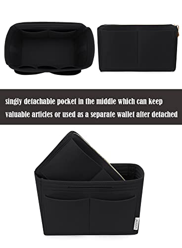 LEXSION Felt Purse Organizer Insert, Tote Bag Shaper Dividers with 5 Sizes - color: Black, size: Large