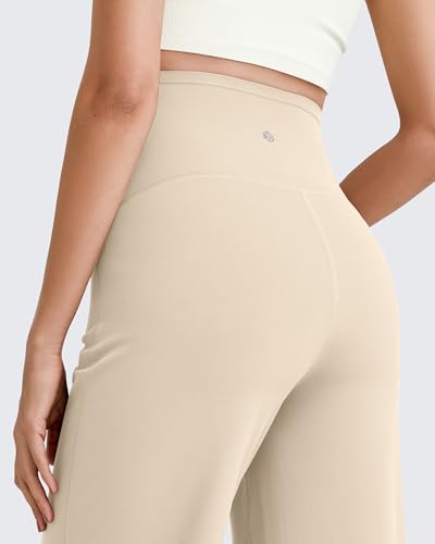G4Free BareFeel Maternity Yoga Pants Pregnancy Slacks Over the Belly - color: Light Khaki, size: Medium